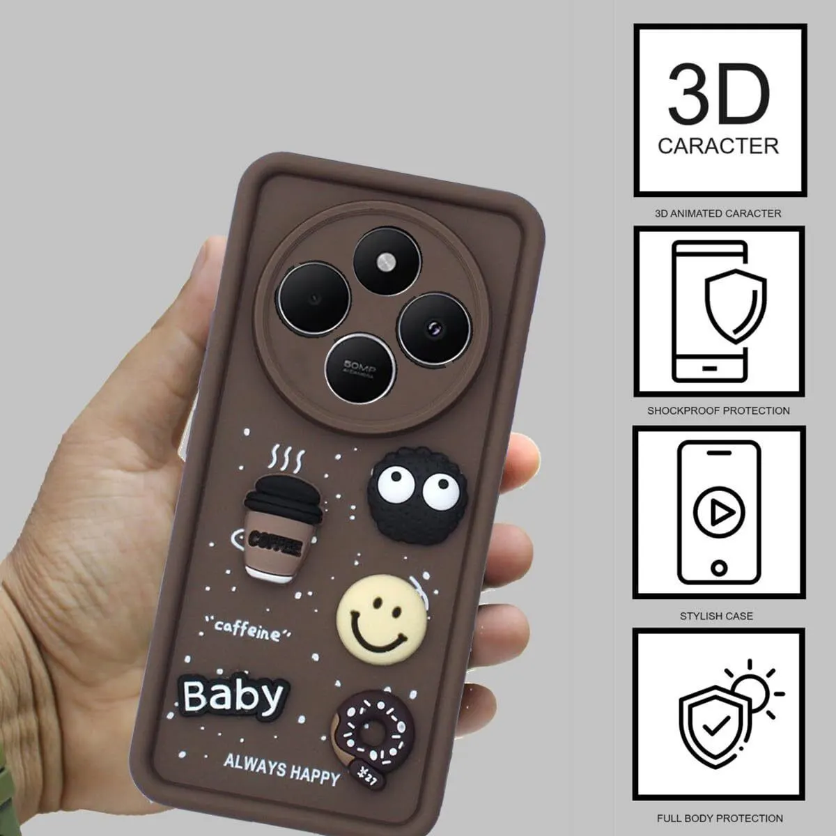 Micvir Back Cover for POCO C75 5G (Brown, Silicon, Pack of: 1) — image 2 of 4