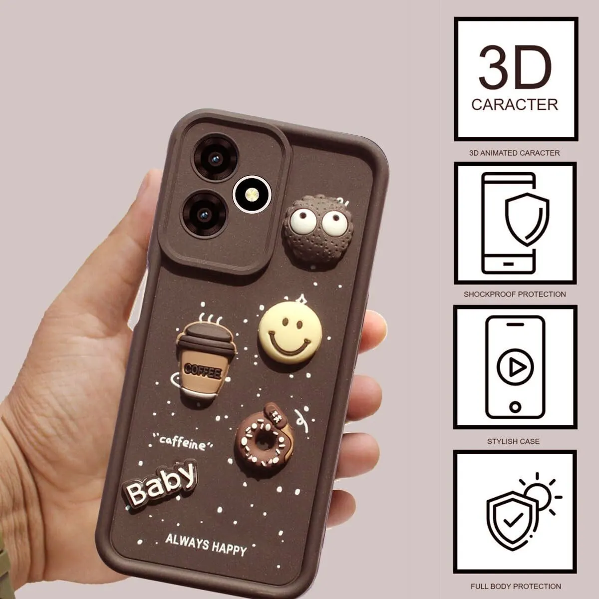 Micvir Back Cover for Poco M6 5G (Brown, Silicon, Pack of: 1) — image 2 of 4
