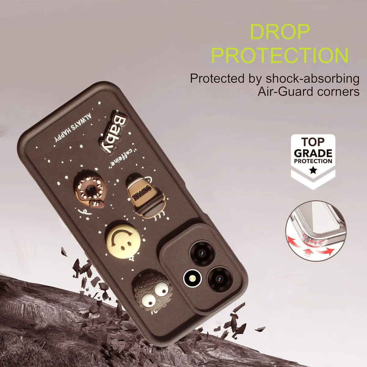 Micvir Back Cover for Poco M6 5G (Brown, Silicon, Pack of: 1) — image 3 of 4