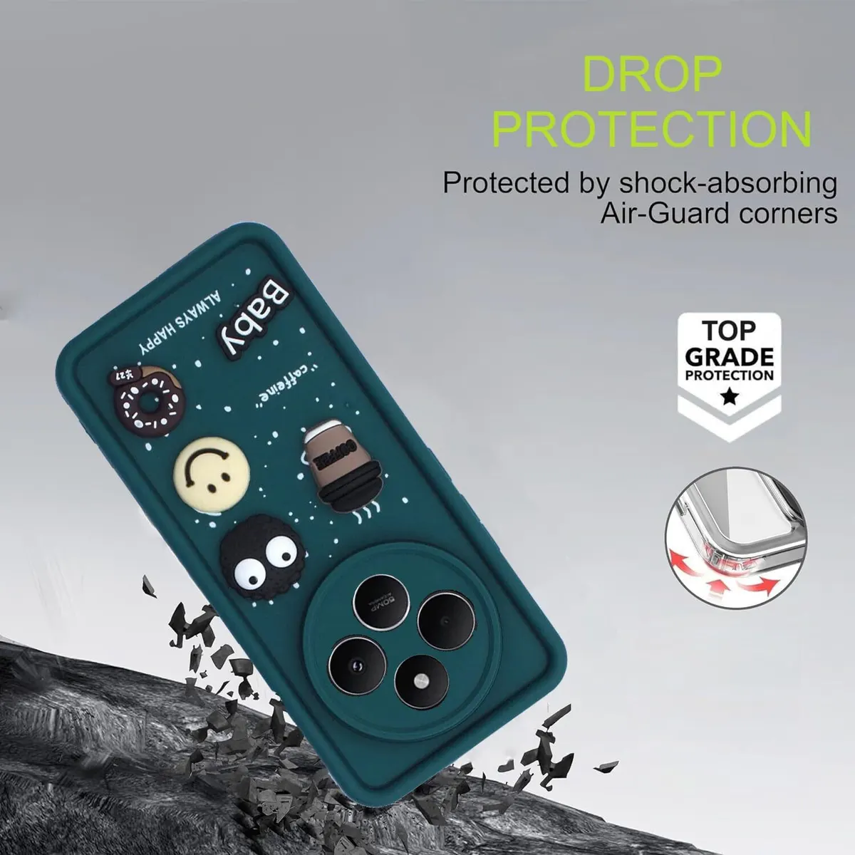 Micvir Back Cover for POCO M7 5G (Green, Silicon, Pack of: 1) — image 3 of 4