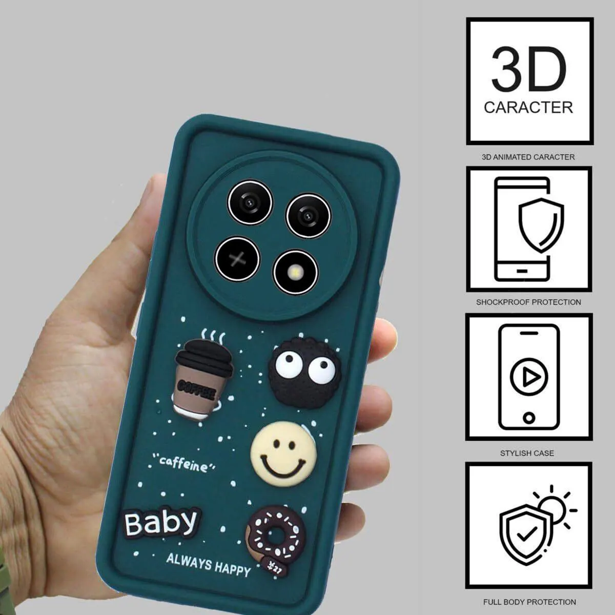 Micvir Back Cover for Realme 12 5G (Green, Silicon, Pack of: 1) — image 2 of 4