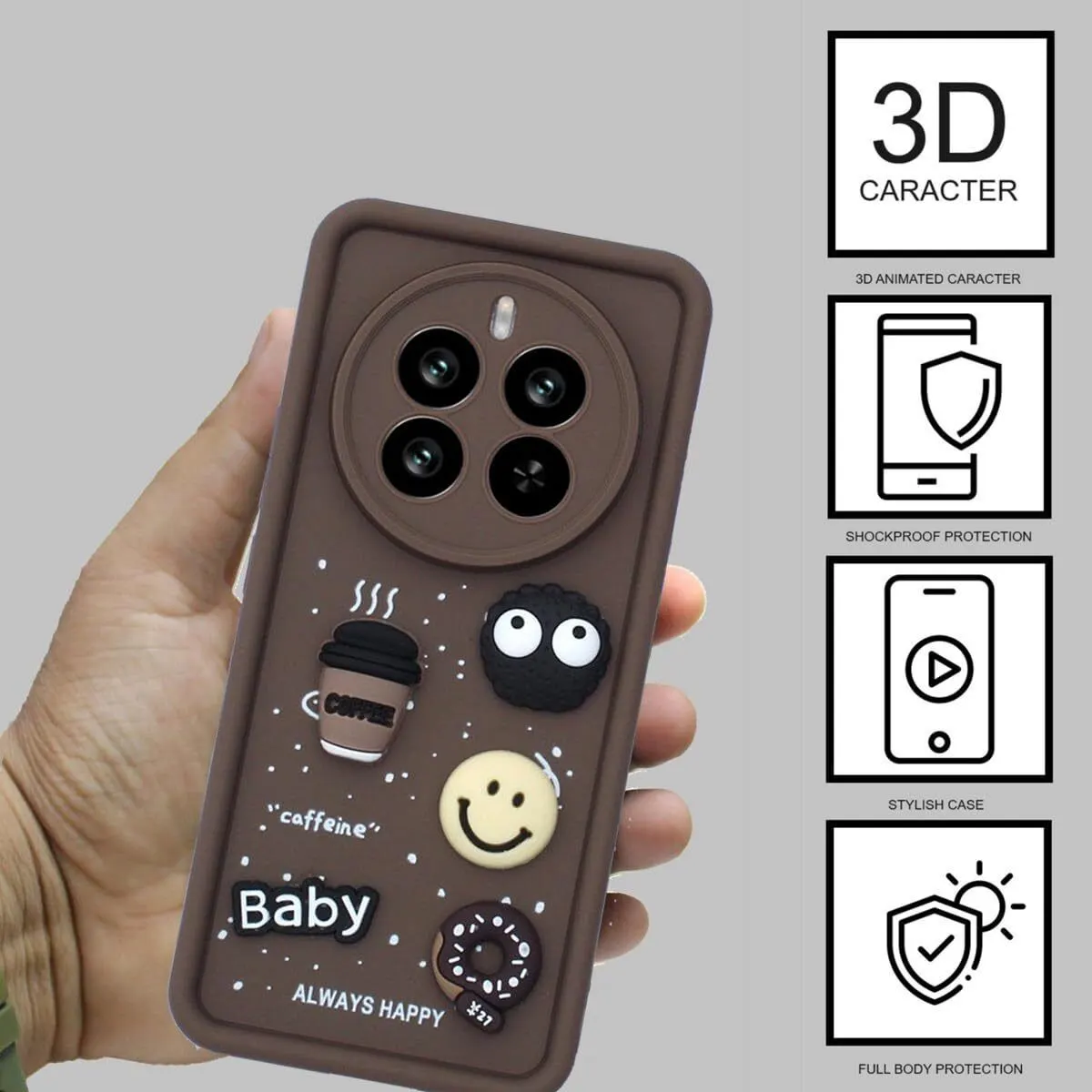 Micvir Back Cover for Realme 12 Pro 5G (Brown, Silicon, Pack of: 1) — image 2 of 4