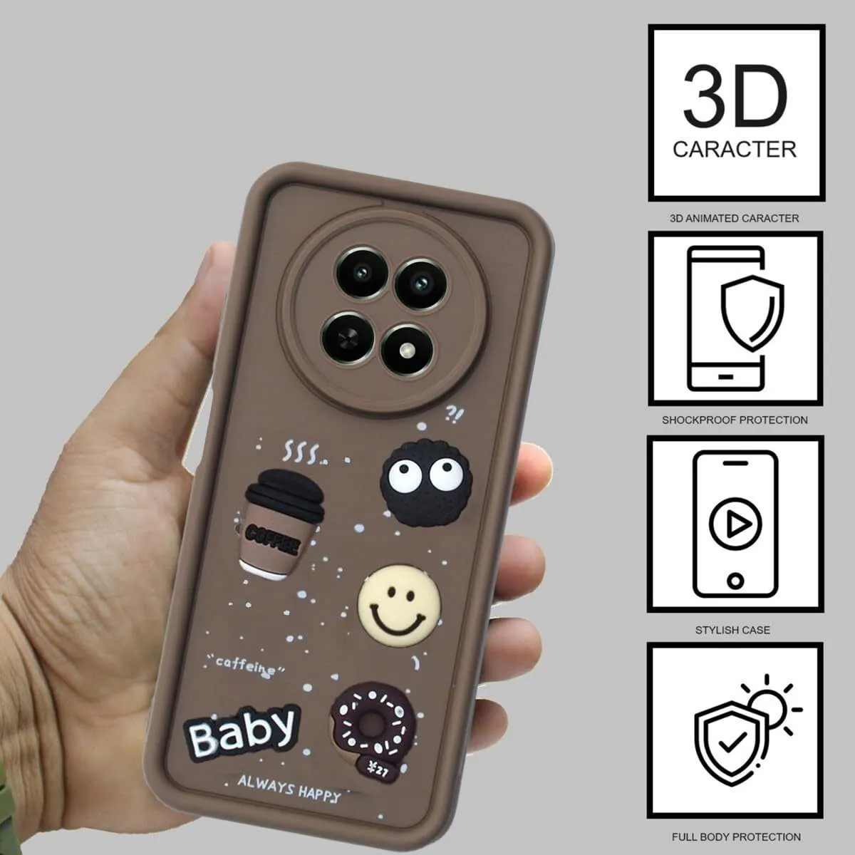 Micvir Back Cover for Realme 12x 5G (Brown, Silicon, Pack of: 1) — image 2 of 4