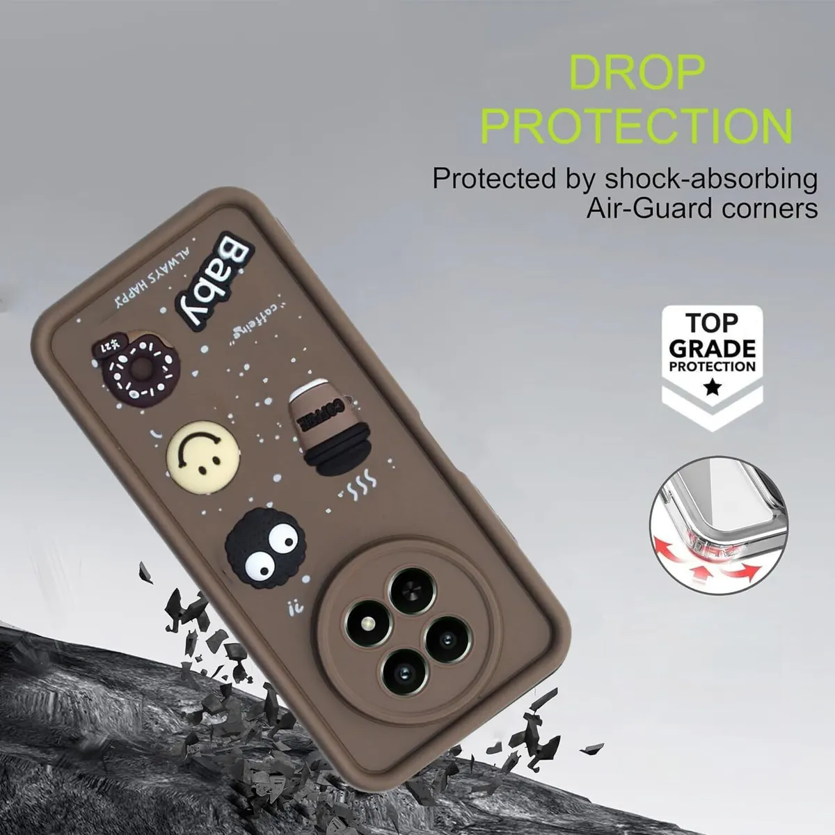 Micvir Back Cover for Realme 13 Plus 5G (Brown, Silicon, Pack of: 1) — image 3 of 4