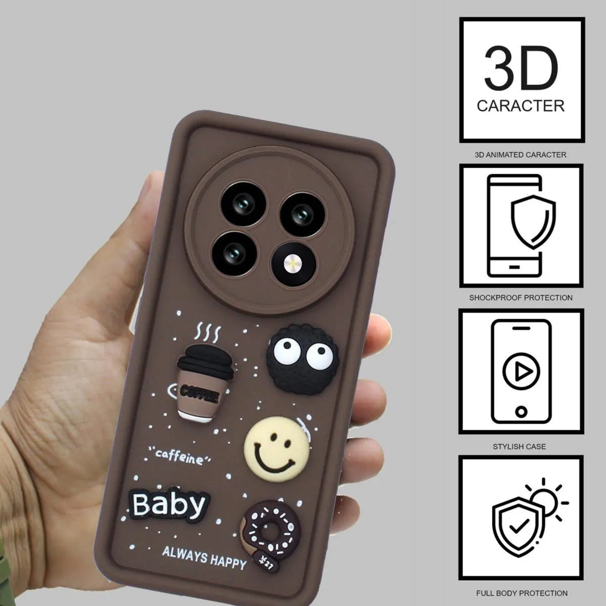 Micvir Back Cover for Realme 13 Pro 5G (Brown, Silicon, Pack of: 1) — image 2 of 4