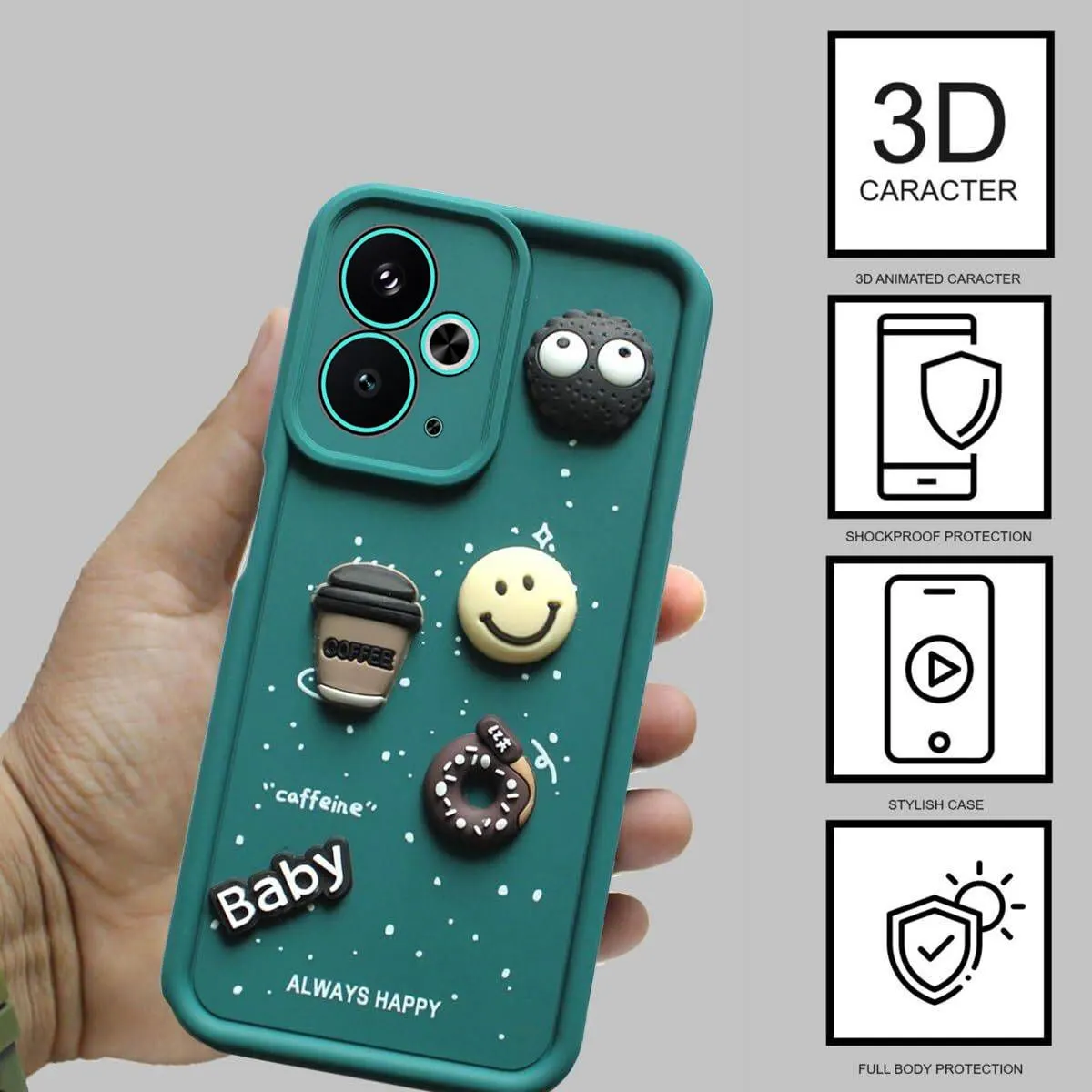 Micvir Back Cover for Realme 14T 5G (Green, Silicon, Pack of: 1) — image 2 of 4