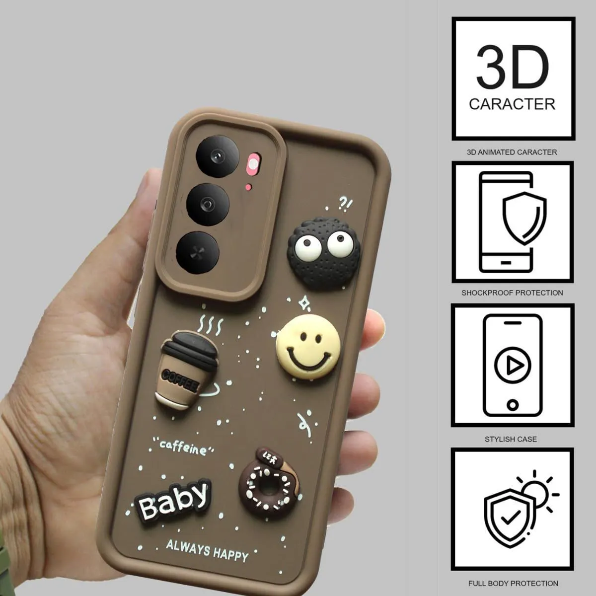 Micvir Back Cover for Realme Narzo 80x 5G (Brown, Silicon, Pack of: 1) — image 2 of 4