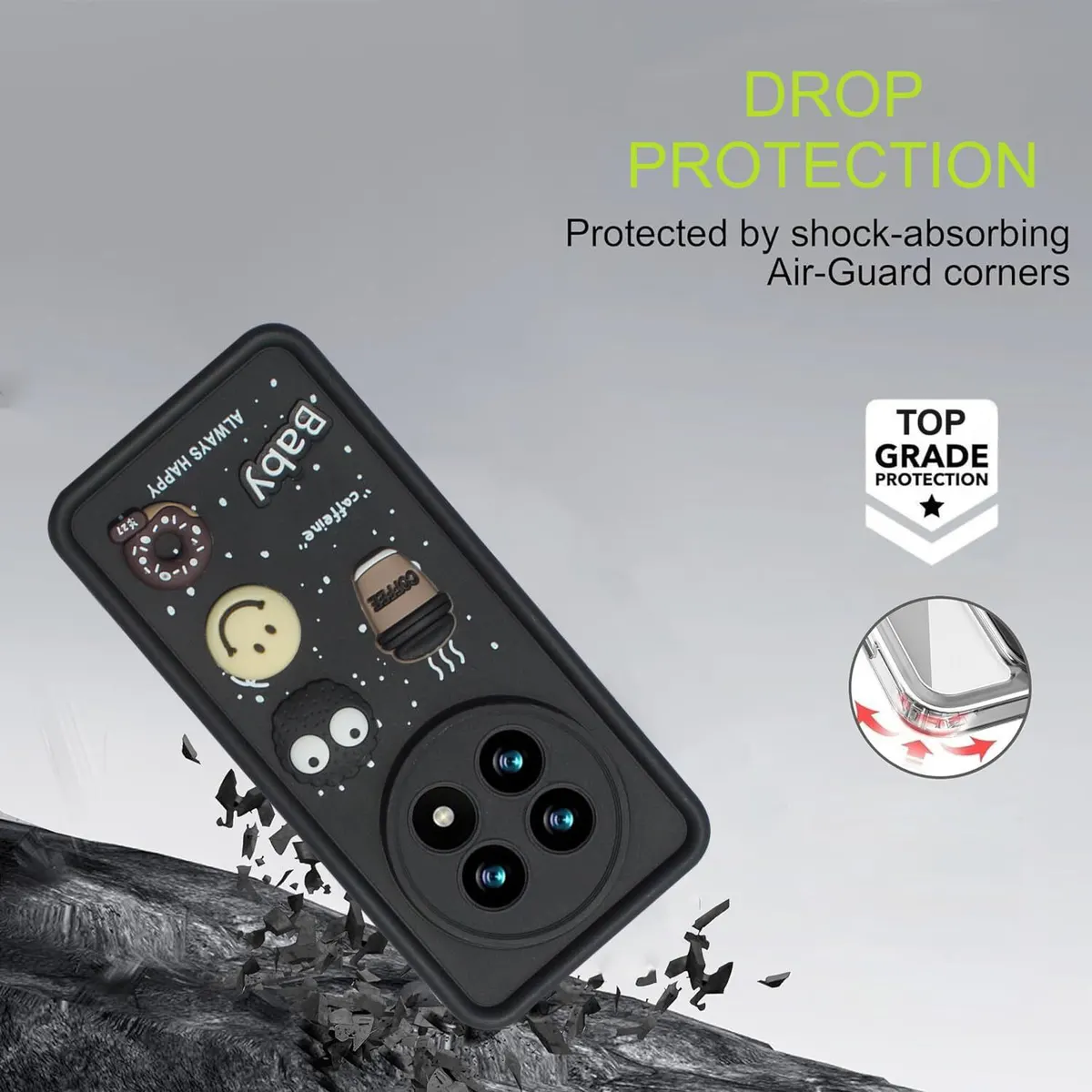 Micvir Back Cover for Realme P1 Speed 5G (Black, Silicon, Pack of: 1) — image 3 of 4