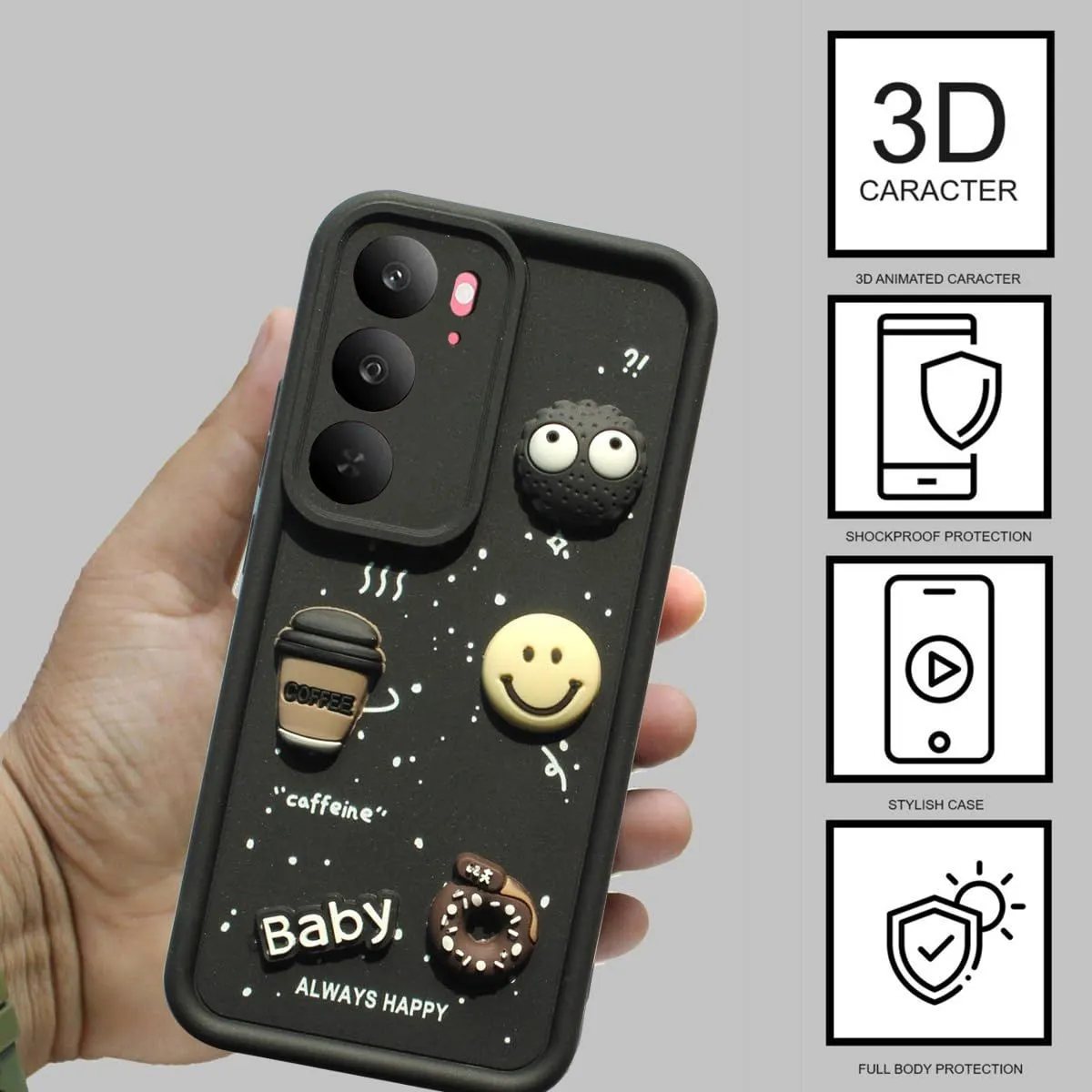 Micvir Back Cover for realme P3x 5G (Black, Silicon, Pack of: 1) — image 2 of 4
