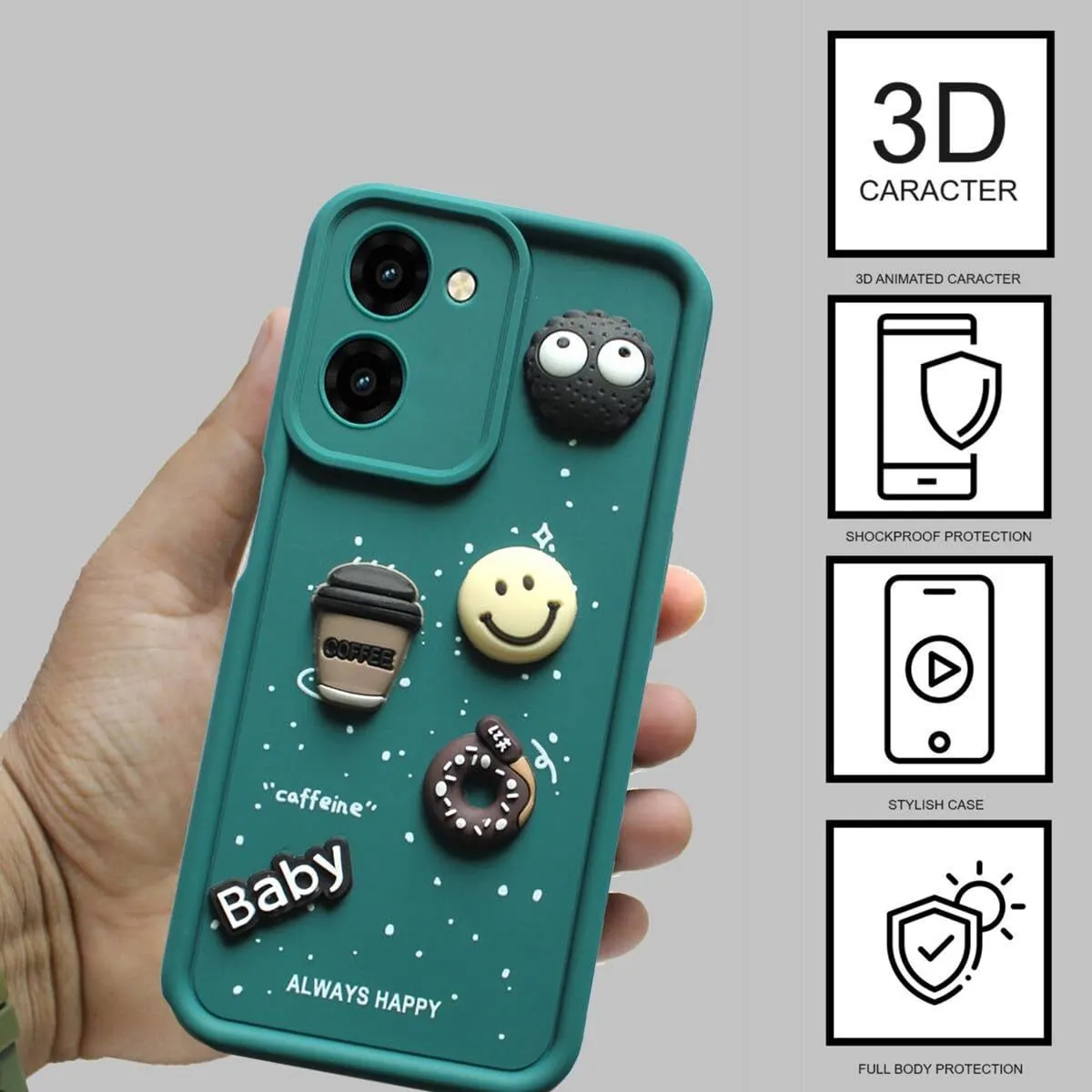 Micvir Back Cover for vivo T3 Lite 5G (Green, Silicon, Pack of: 1) — image 2 of 4