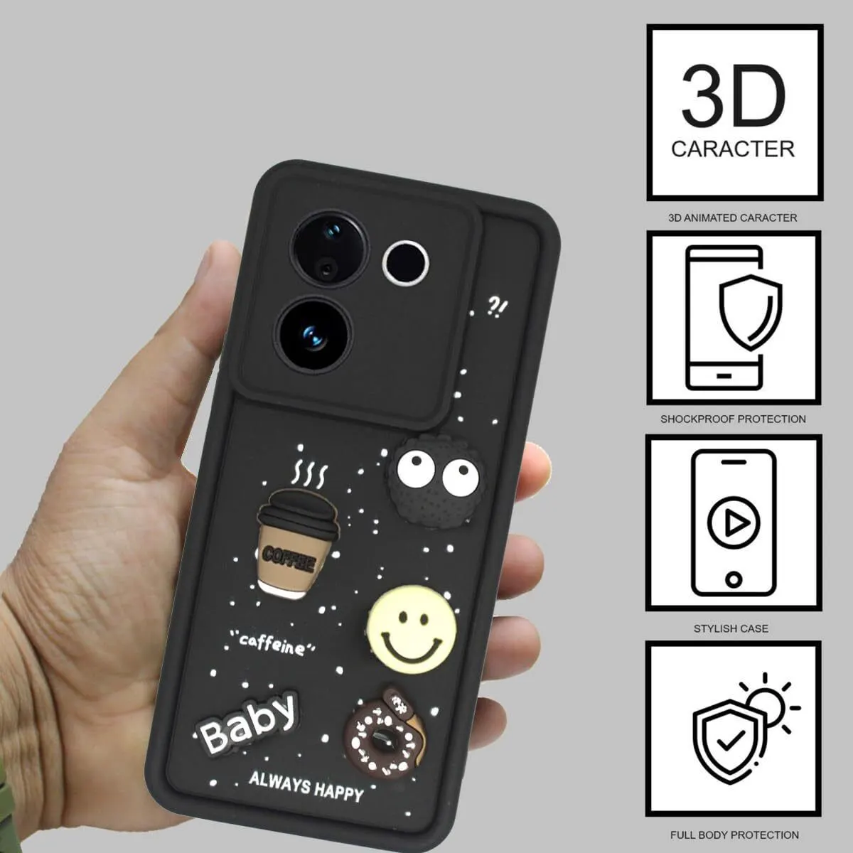Micvir Back Cover for vivo T3 Pro 5G (Black, Silicon, Pack of: 1) — image 2 of 4