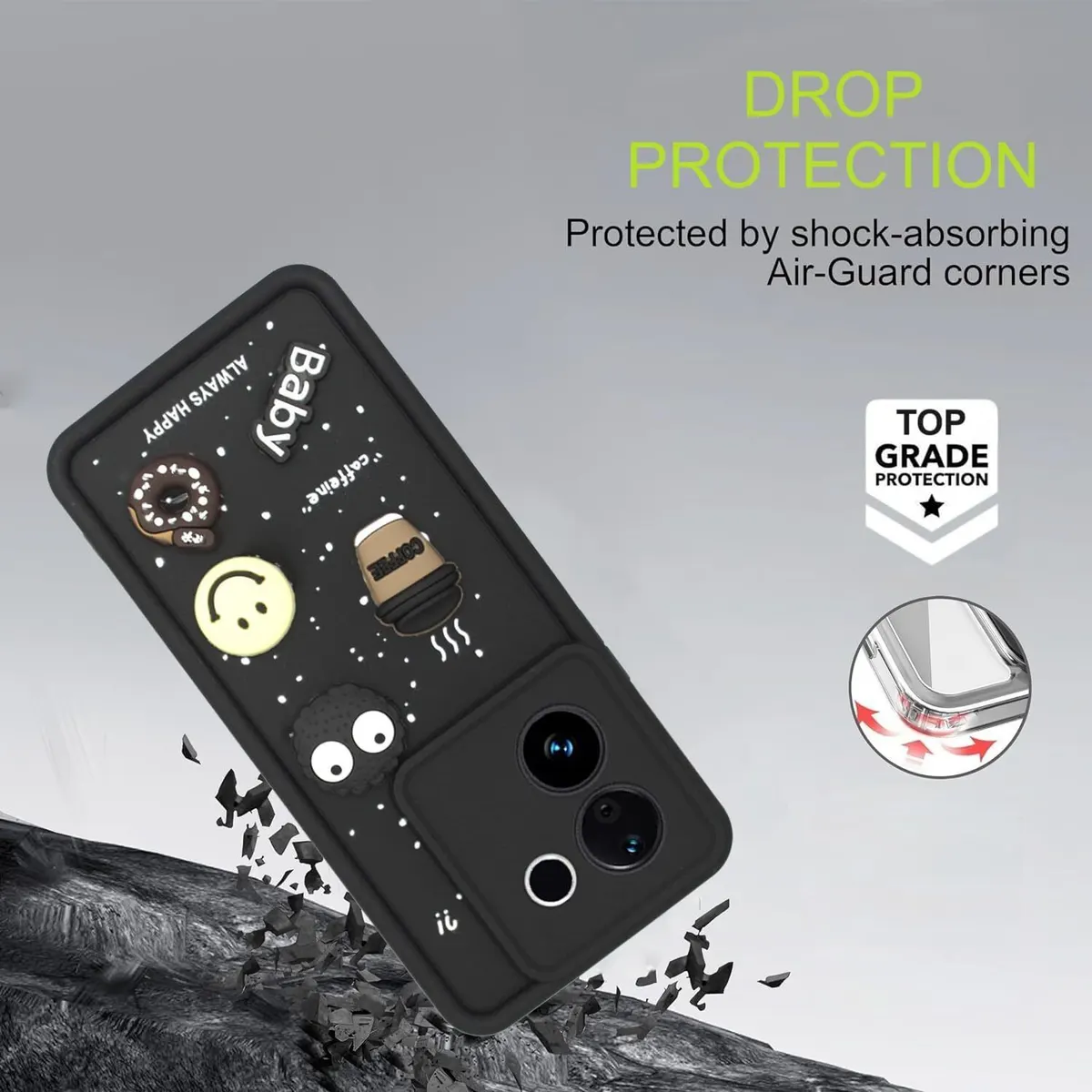 Micvir Back Cover for vivo T3 Pro 5G (Black, Silicon, Pack of: 1) — image 3 of 4