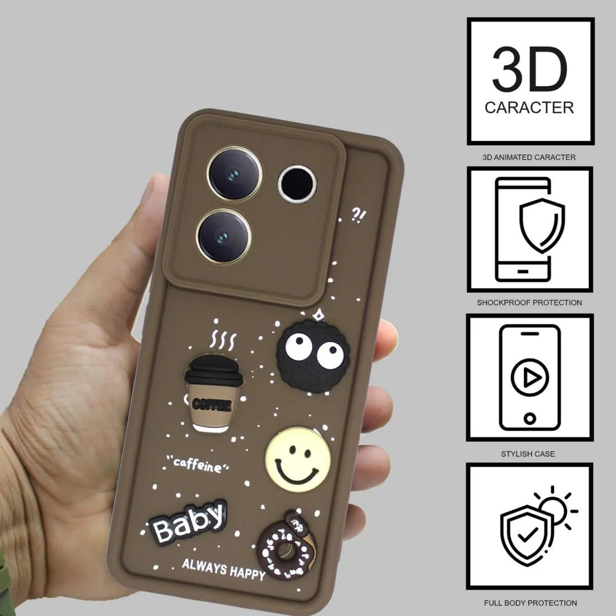 Micvir Back Cover for vivo T3 Pro 5G (Brown, Silicon, Pack of: 1) — image 2 of 4