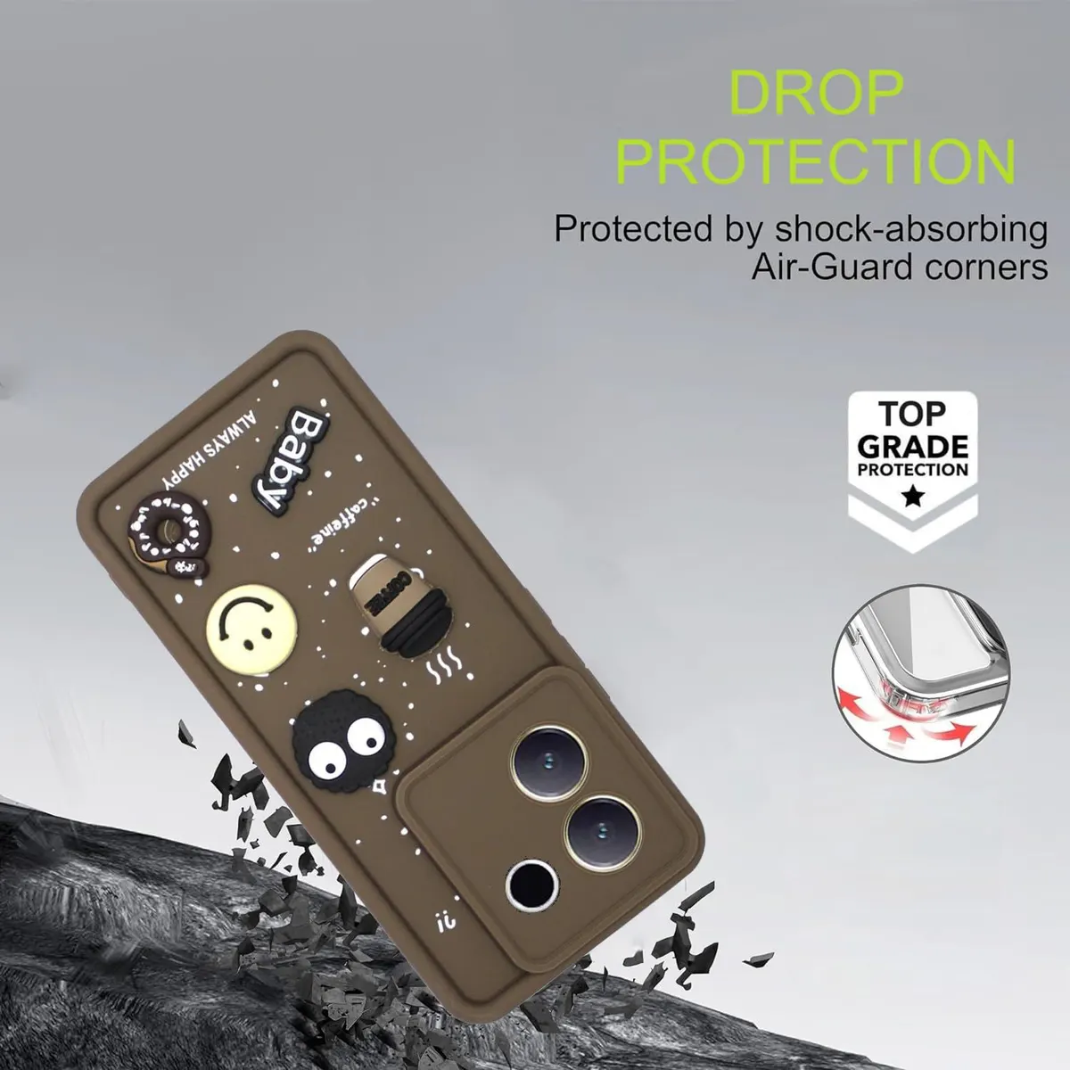Micvir Back Cover for vivo T3 Pro 5G (Brown, Silicon, Pack of: 1) — image 3 of 4