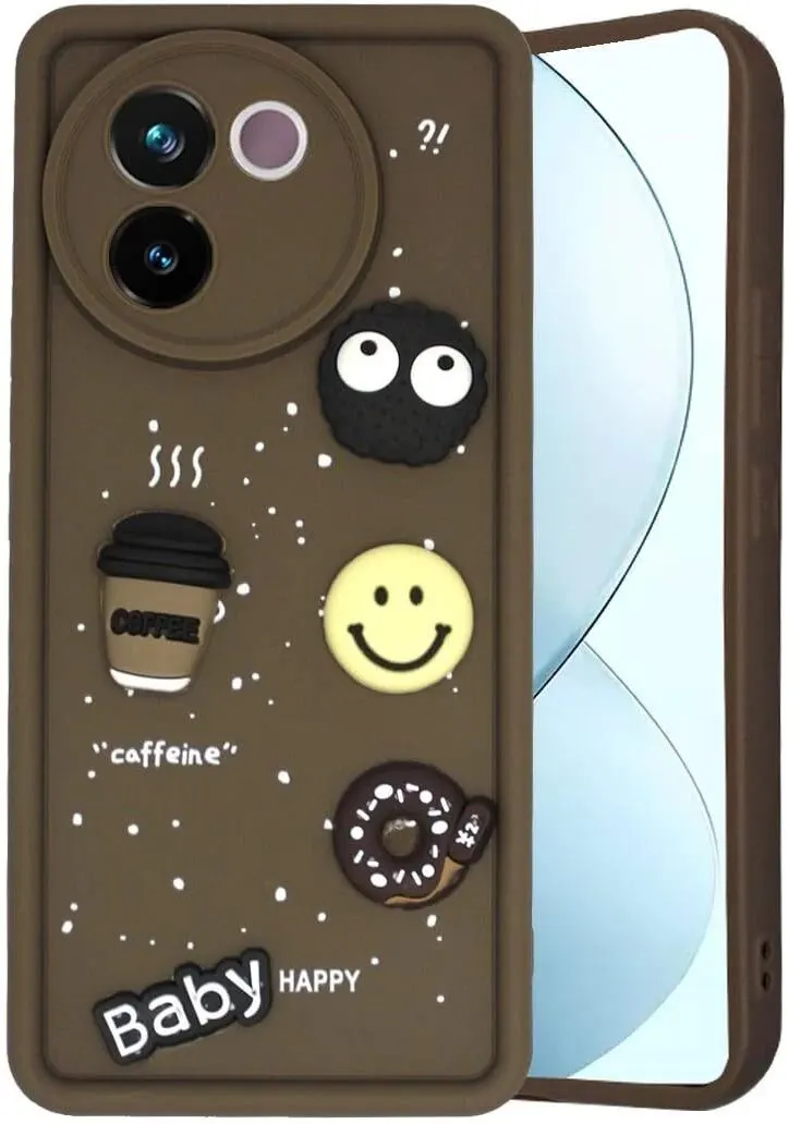 Micvir Back Cover for Vivo T3X 5G (Brown, Silicon, Pack of: 1)