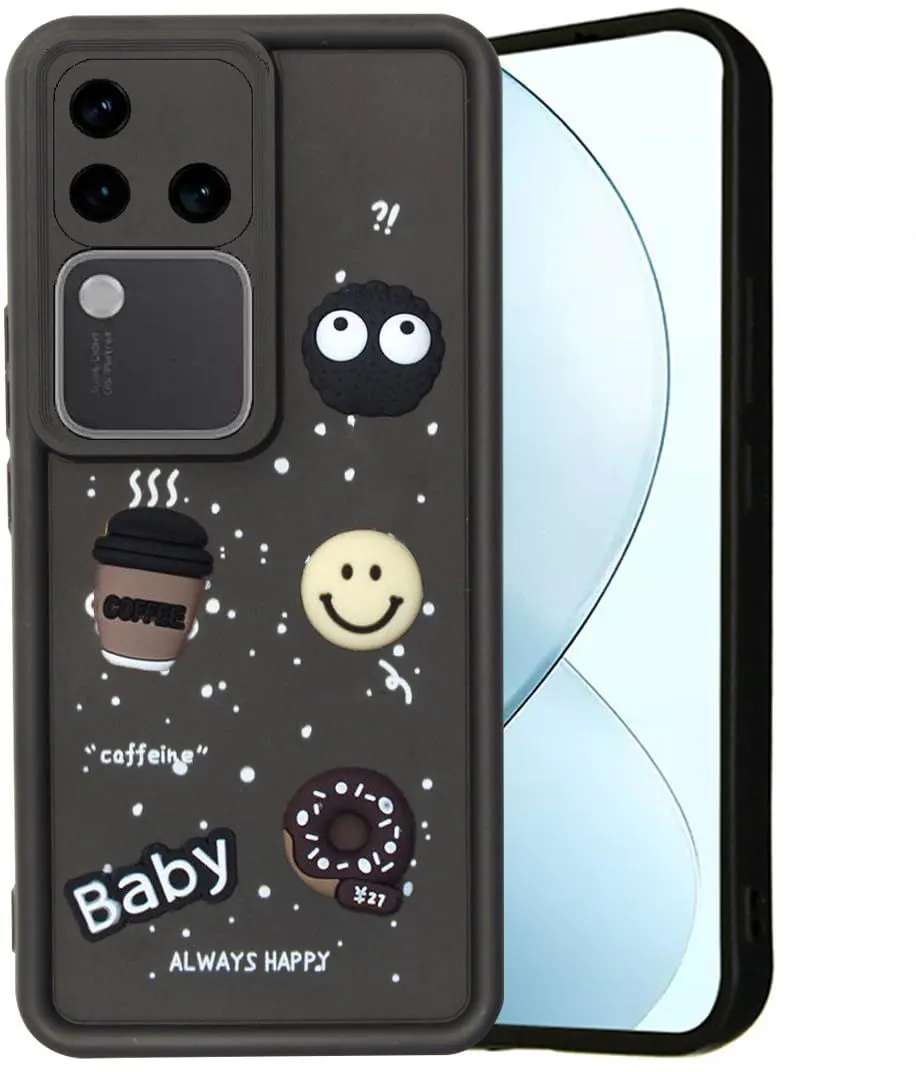 Micvir Back Cover for Vivo V30 5G (Black, Silicon, Pack of: 1)
