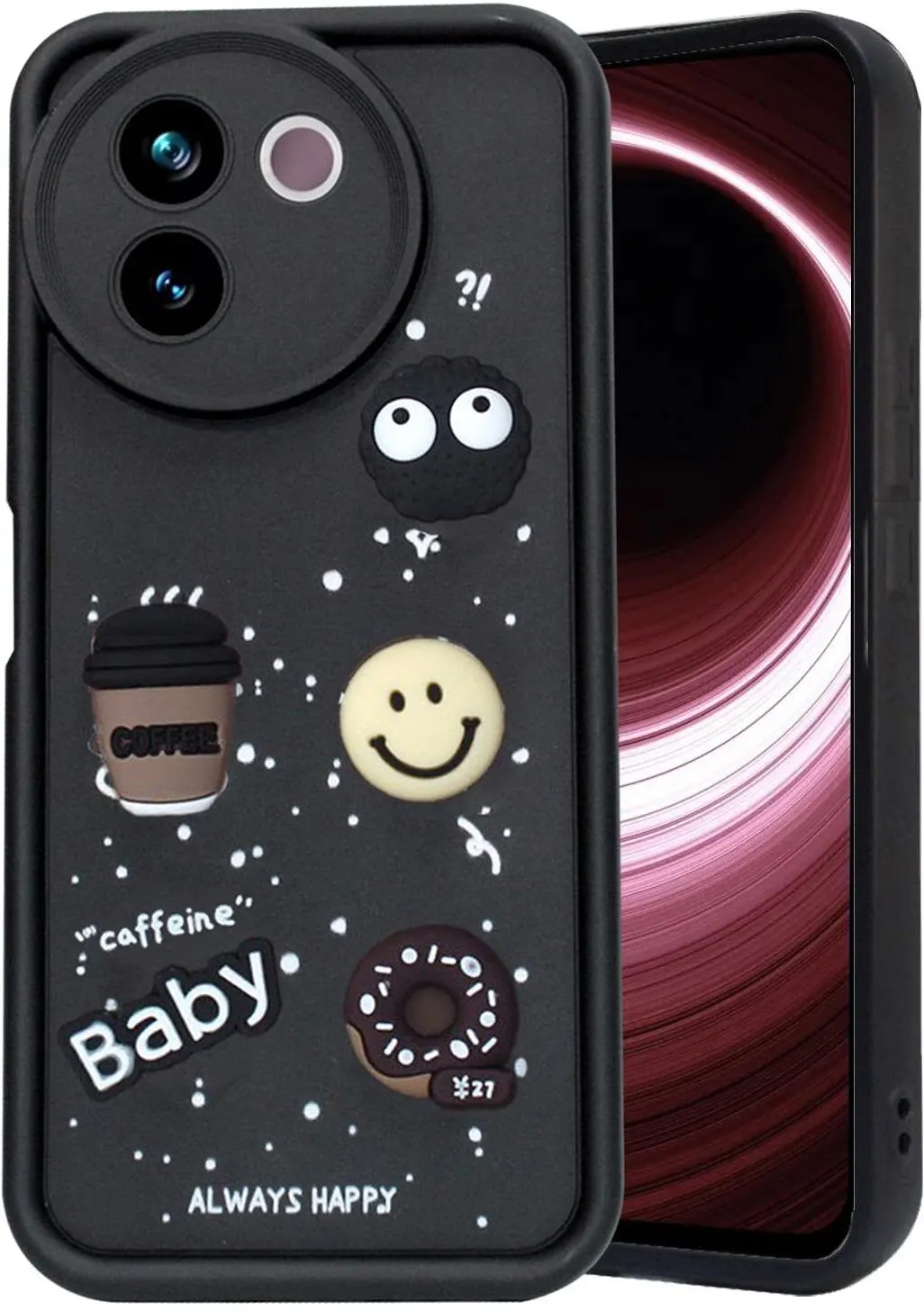 Micvir Back Cover for Vivo V30e 5G (Black, Silicon, Pack of: 1)
