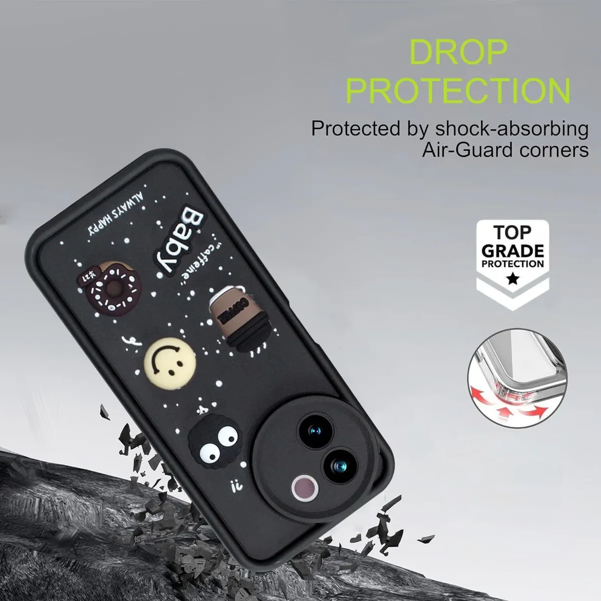 Micvir Back Cover for Vivo V30e 5G (Black, Silicon, Pack of: 1) — image 3 of 4