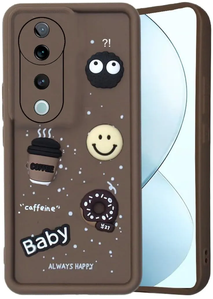 Micvir Back Cover for vivo V40 5G (Brown, Silicon, Pack of: 1)