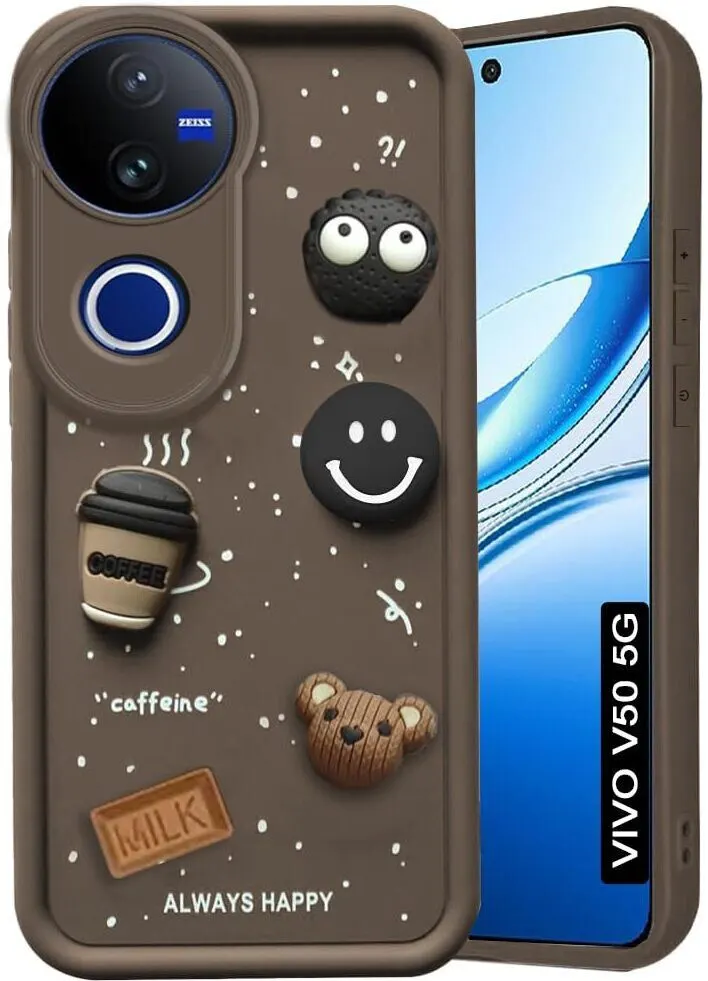 Micvir Back Cover for vivo V50 5G (Brown, Silicon, Pack of: 1)