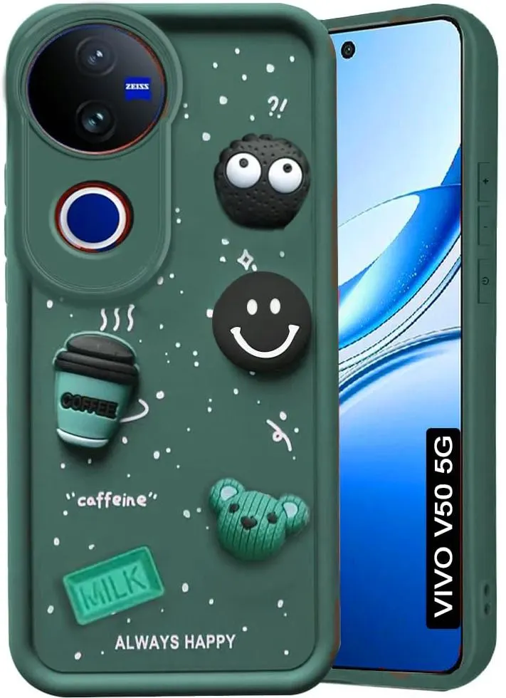 Micvir Back Cover for vivo V50 5G (Green, Silicon, Pack of: 1)