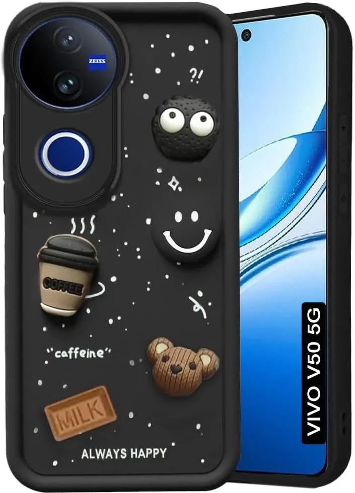 Micvir Back Cover for Vivo V50e 5G (Black, Silicon, Pack of: 1)