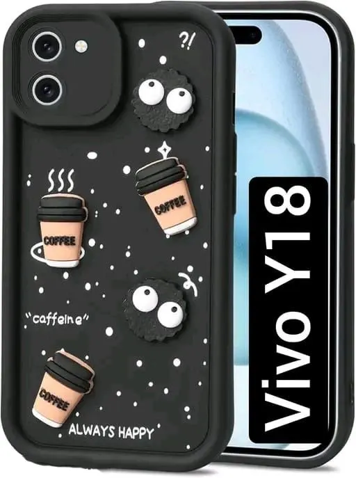 Micvir Back Cover for Vivo Y18 (Black, Silicon, Pack of: 1)