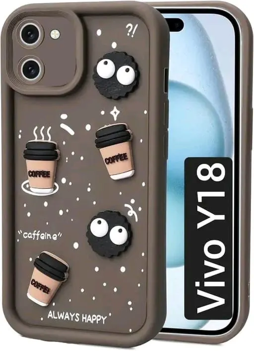 Micvir Back Cover for Vivo Y18 (Brown, Silicon, Pack of: 1)