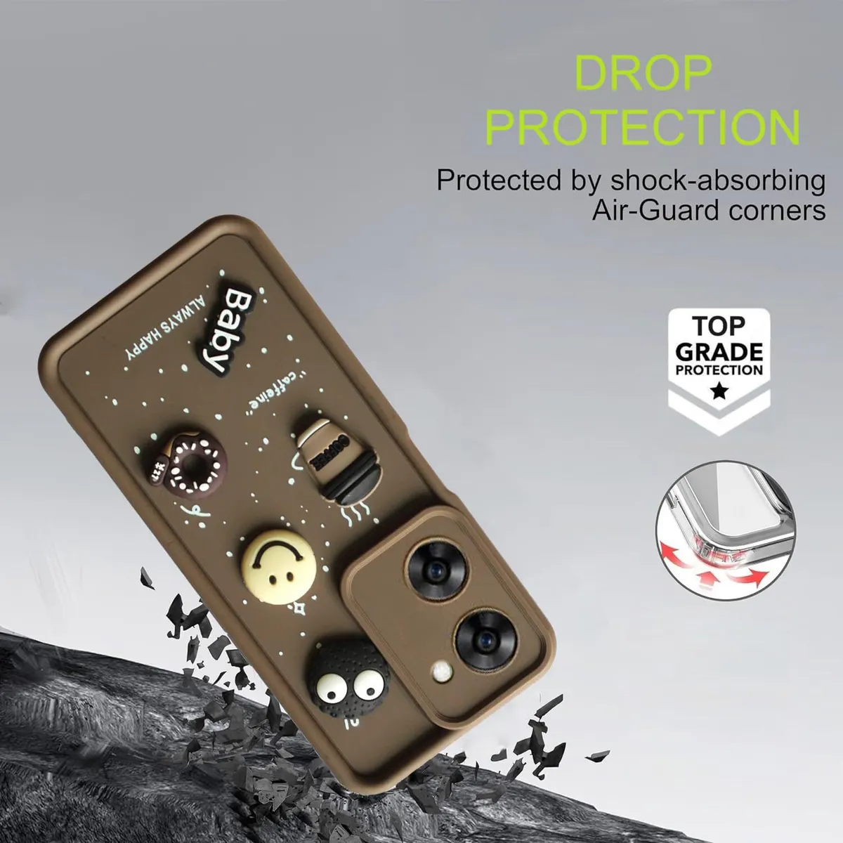 Micvir Back Cover for Vivo Y18e (Brown, Silicon, Pack of: 1) — image 3 of 4