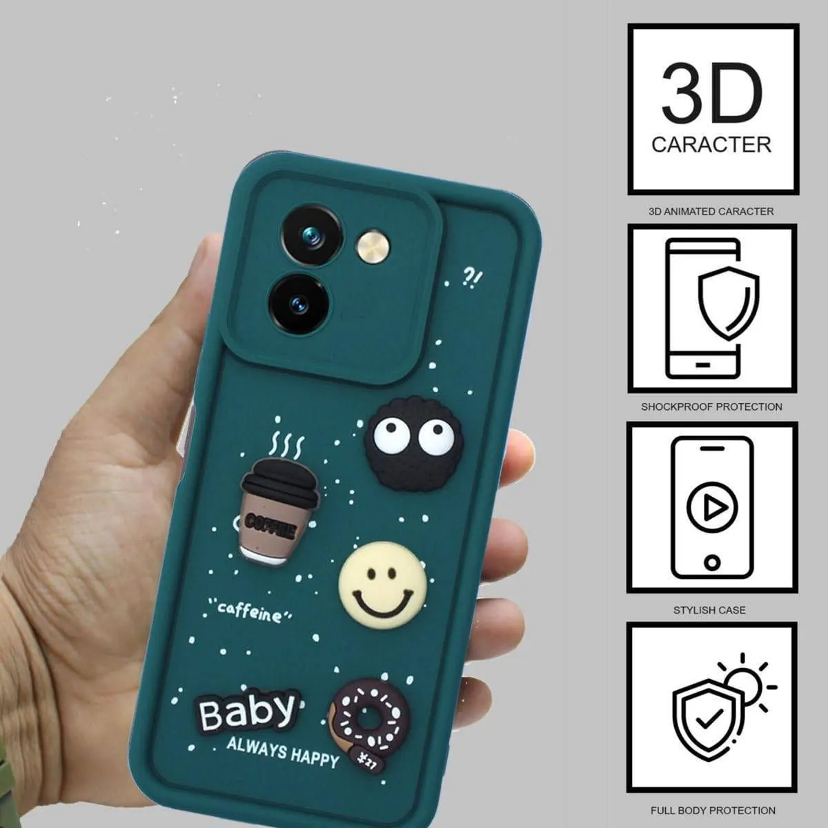 Micvir Back Cover for Vivo Y200 Pro 5G (Green, Silicon, Pack of: 1) — image 2 of 4
