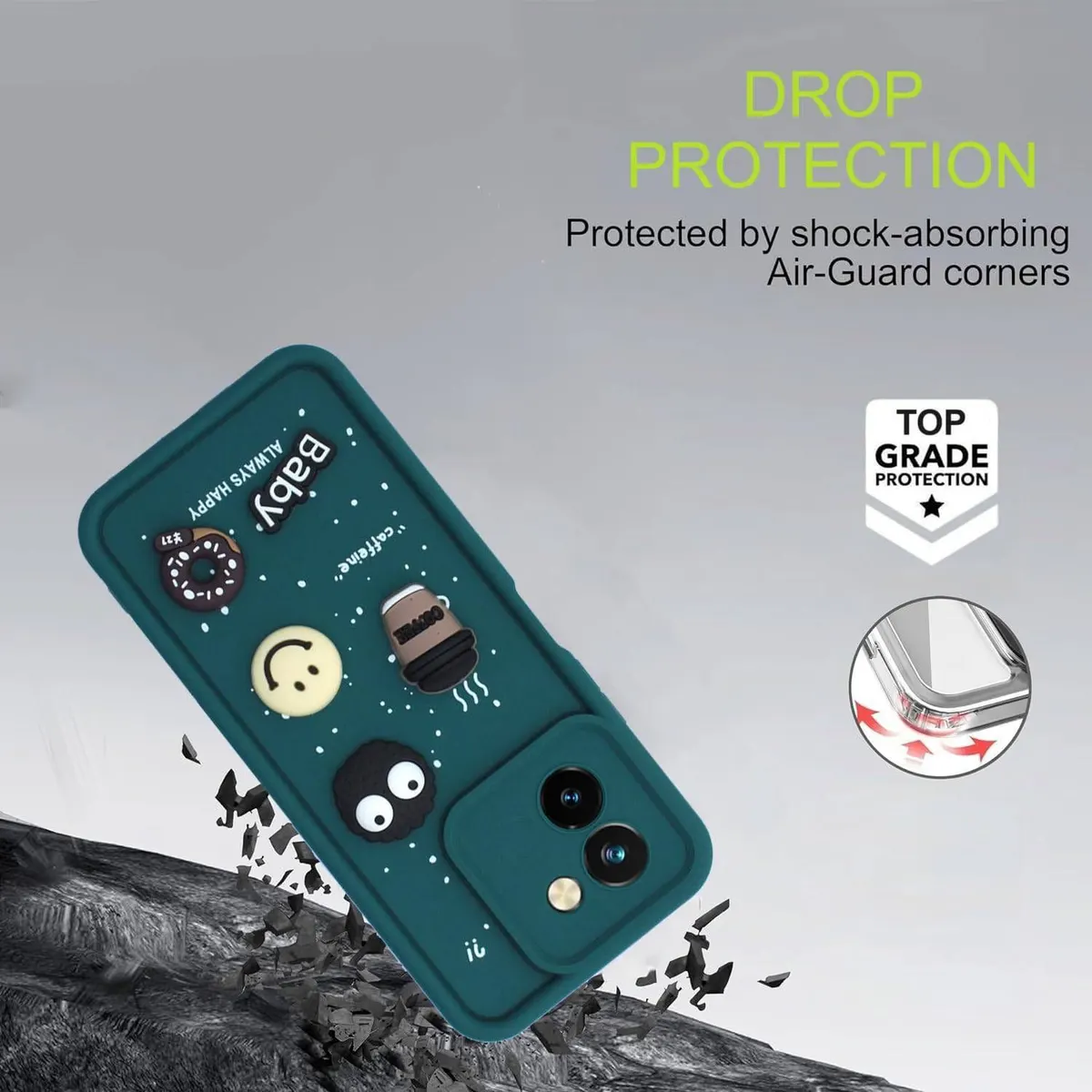 Micvir Back Cover for Vivo Y200 Pro 5G (Green, Silicon, Pack of: 1) — image 3 of 4