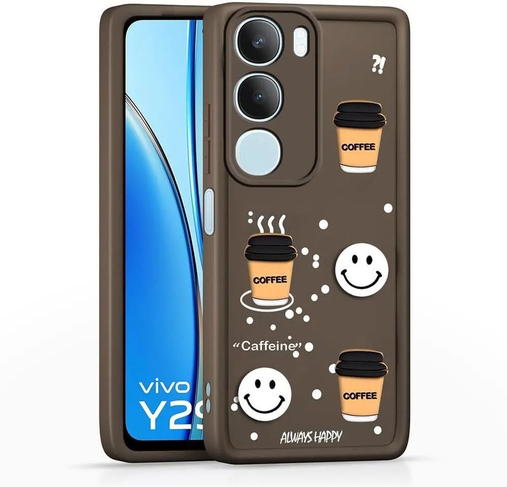 Micvir Back Cover for vivo Y29 5G (Brown, Silicon, Pack of: 1)