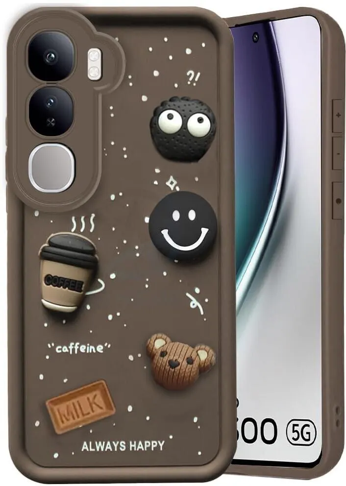 Micvir Back Cover for vivo Y300 5G (Brown, Silicon, Pack of: 1)