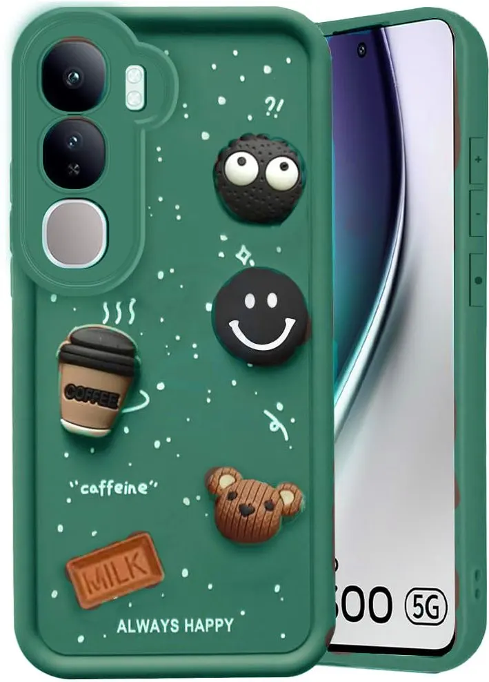 Micvir Back Cover for vivo Y300 5G (Green, Silicon, Pack of: 1)