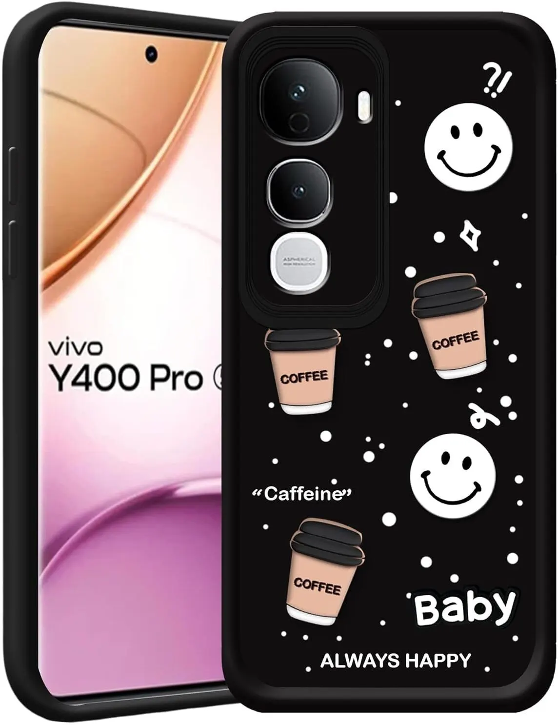 Micvir Back Cover for Vivo Y400 Pro 5G (Black, Silicon, Pack of: 1)