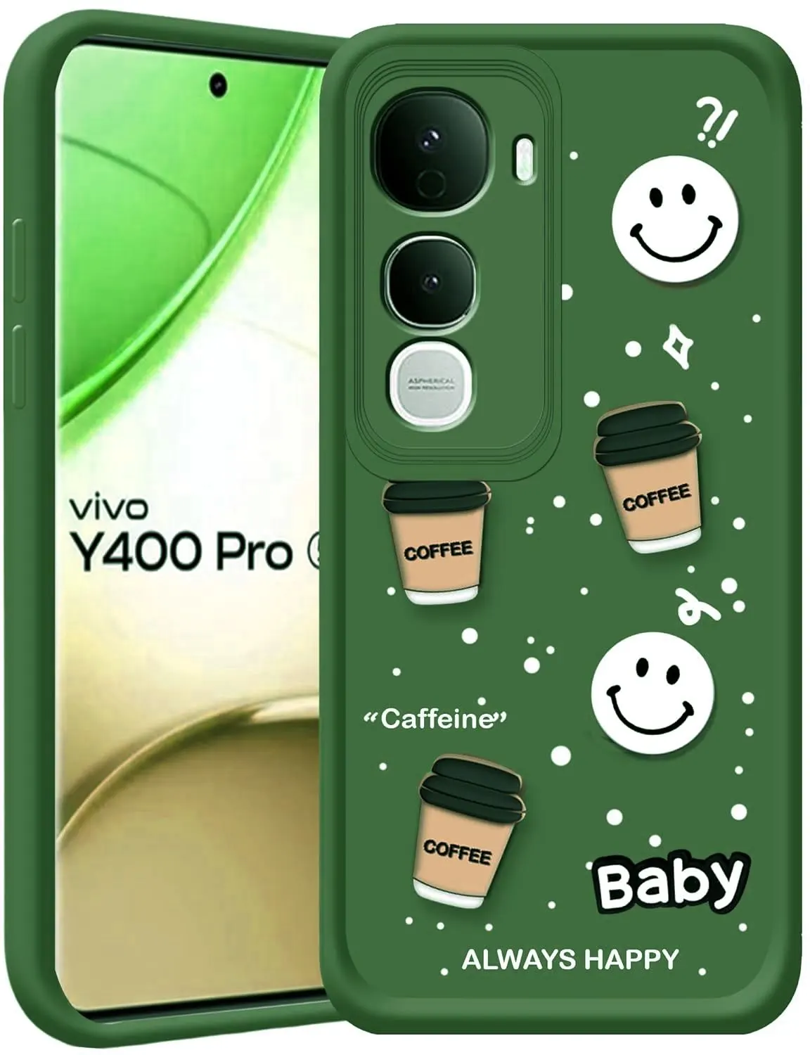 Micvir Back Cover for Vivo Y400 Pro 5G (Green, Silicon, Pack of: 1)