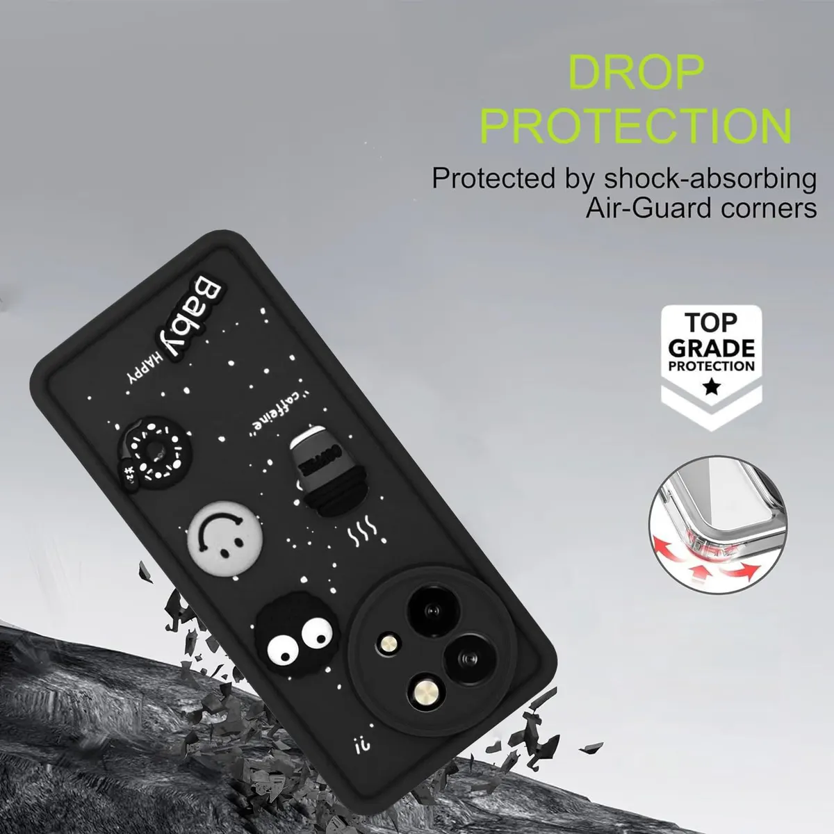 Micvir Back Cover for Vivo Y58 5G (Black, Silicon, Pack of: 1) — image 2 of 4