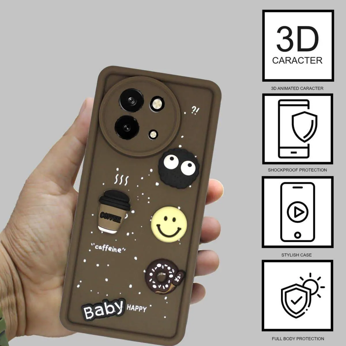 Micvir Back Cover for Vivo Y58 5G (Brown, Silicon, Pack of: 1) — image 2 of 4