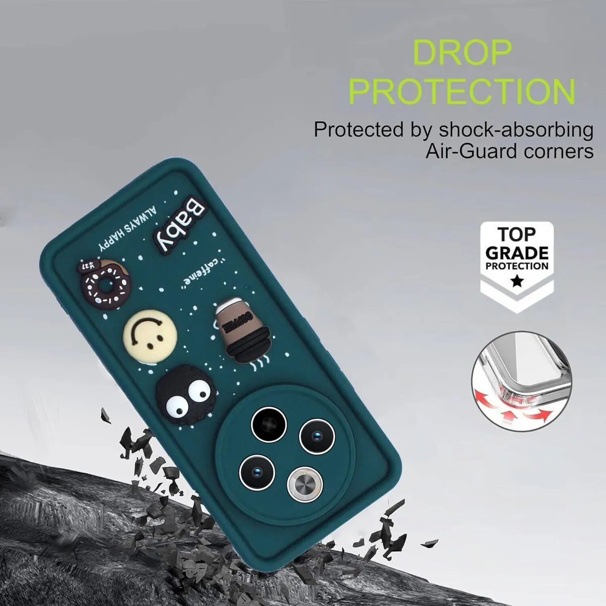 Micvir Back Cover for iQOO Z10 5G (Green, Silicon, Pack of: 1) — image 4 of 5