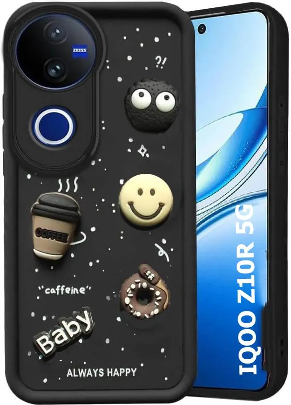 Micvir Back Cover for iQOO Z10R 5G (Black, Silicon, Pack of: 1)
