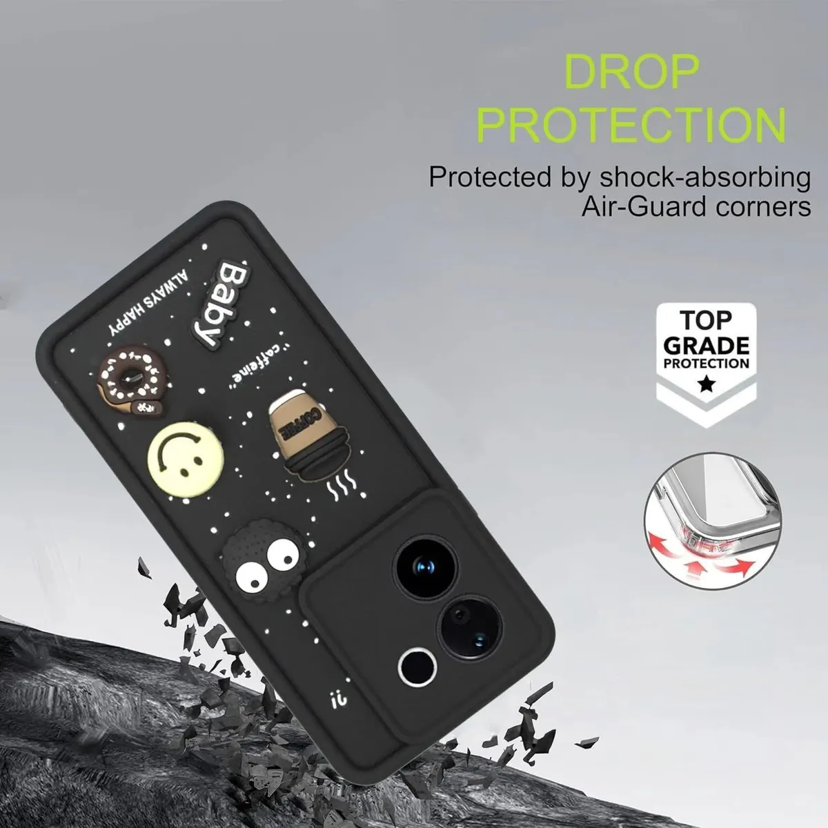 Micvir Back Cover for iQOO Z9s Pro 5G (Black, Silicon, Pack of: 1) — image 3 of 4