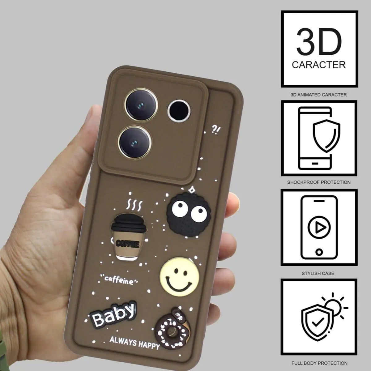 Micvir Back Cover for iQOO Z9s Pro 5G (Brown, Silicon, Pack of: 1) — image 2 of 4