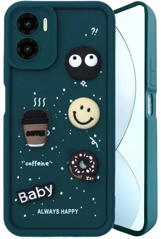 Micvir Back Cover for Redmi 13C 4G (Green, Silicon, Pack of: 1)