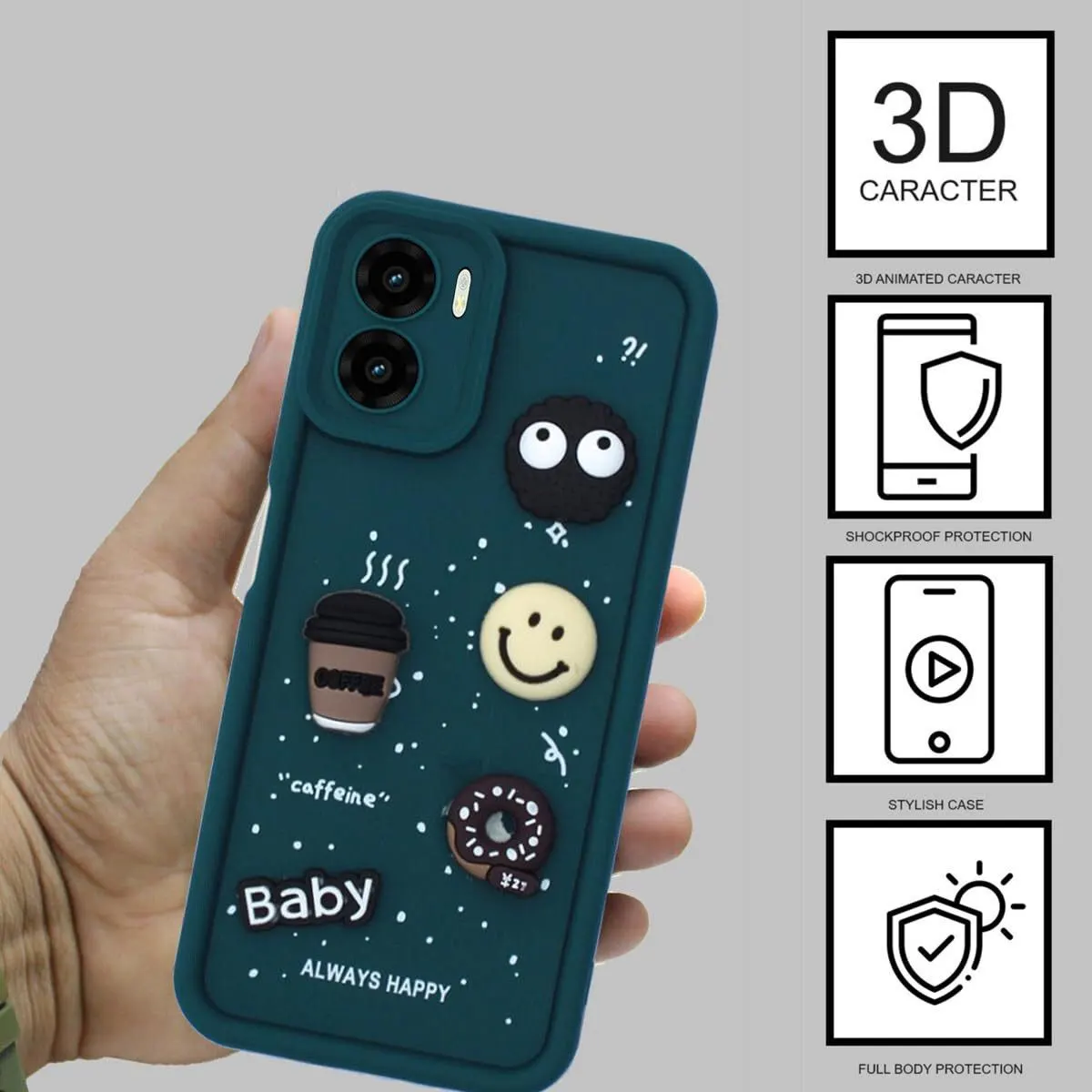 Micvir Back Cover for Redmi 13C 4G (Green, Silicon, Pack of: 1) — image 2 of 4