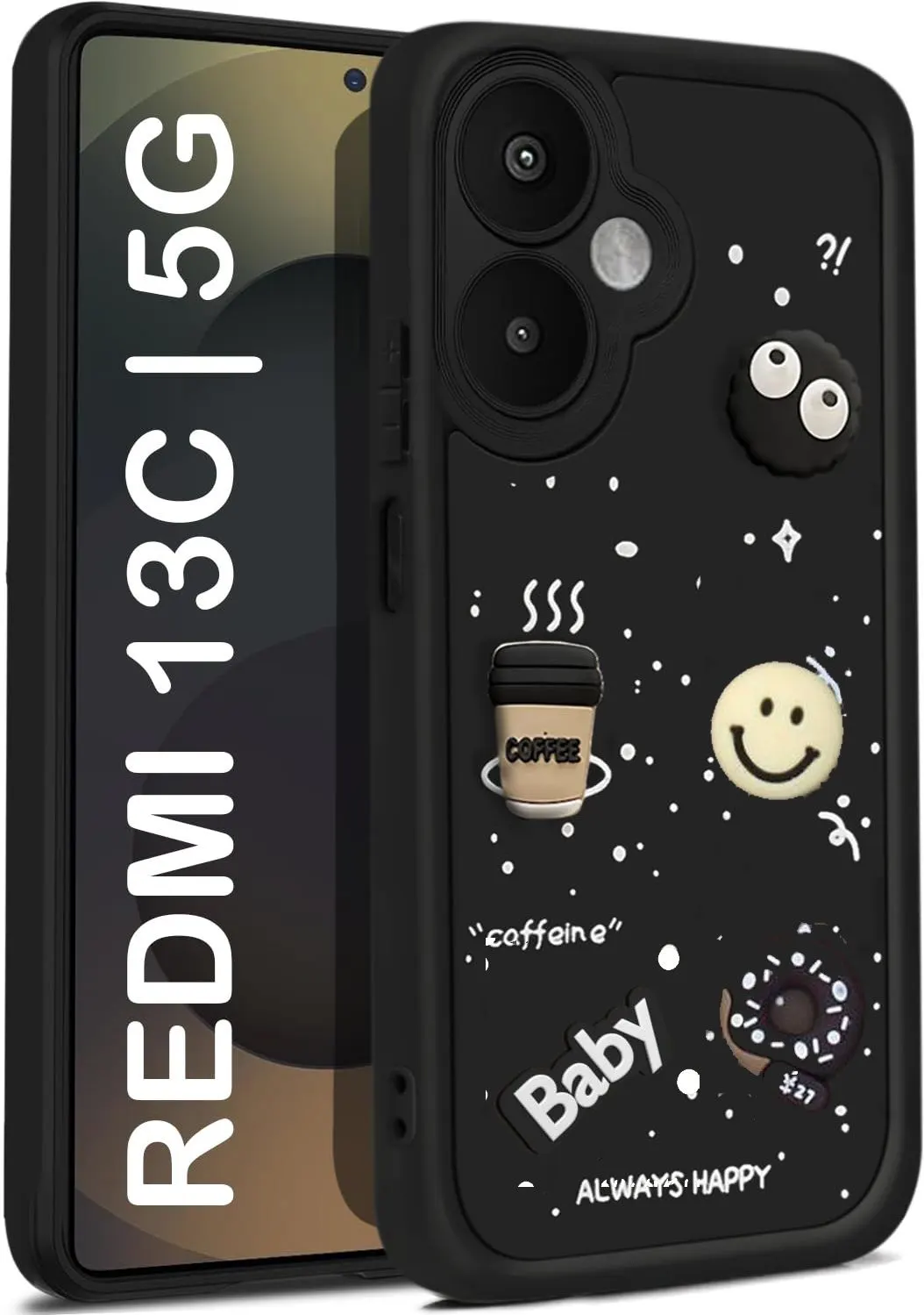 Micvir Back Cover for Redmi 13C 5G (Black, Silicon, Pack of: 1)
