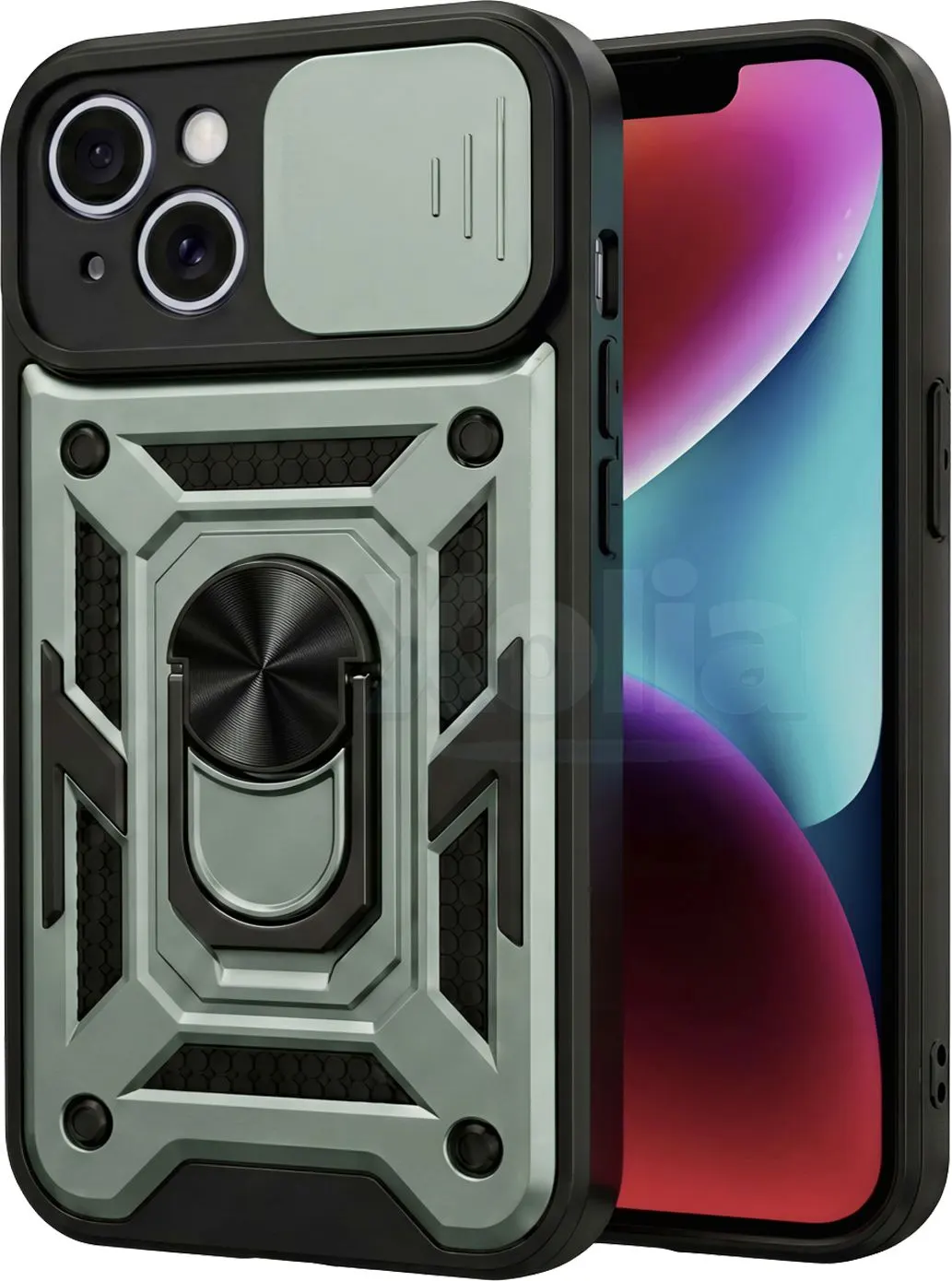 Xolia Back Cover for Apple iPhone 14 (Green, Shock Proof, Polycarbonate, Silicon, Pack of: 1)