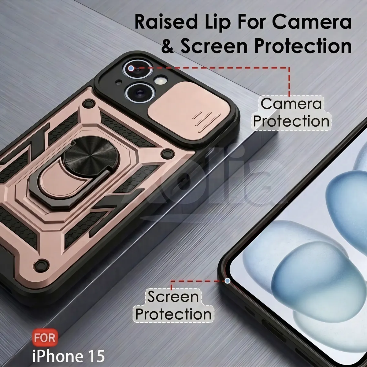 Xolia Back Cover for Apple iPhone 15 (Pink, Shock Proof, Polycarbonate, Silicon, Pack of: 1) — image 2 of 4