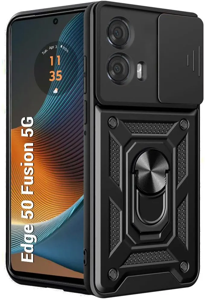 Micvir Back Cover for MOTOROLA Edge 50 Fusion (Black, Shock Proof, Polycarbonate, Silicon, Pack of: 1)