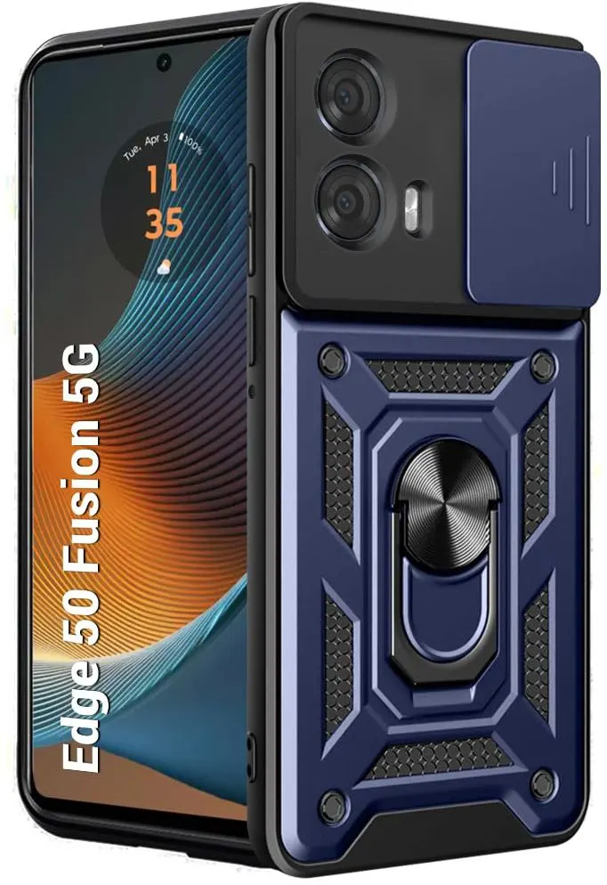 Micvir Back Cover for MOTOROLA Edge 50 Fusion (Blue, Shock Proof, Polycarbonate, Silicon, Pack of: 1)