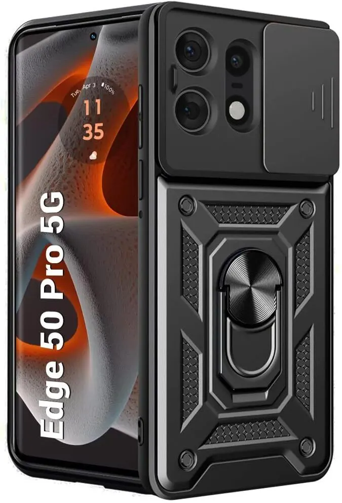Micvir Back Cover for Motorola Edge 50 Pro 5G (Black, Shock Proof, Polycarbonate, Silicon, Pack of: 1)